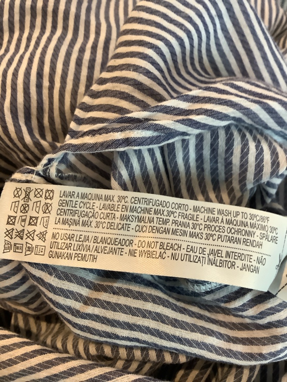 OYSHO 100% Cotton Blue/White Striped Coastal Grandma Beachy Maxi Dress M - Picture 8 of 8